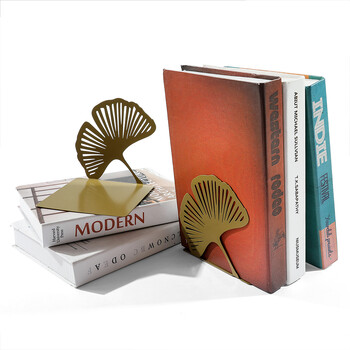 Εξαιρετικό κίτρινο Ginkgo Book Ends Metal Bookend Office Desktop Home για βιβλιόφιλους Προμήθειες γραφείου Ράφι βιβλίων