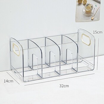 Clear Acrylic Bookends Βολική διάταξη οργάνωσης γραφείου με λαβή Επιτραπέζιο ράφι ταξινόμησης Διαιρεμένη βάση μελέτης