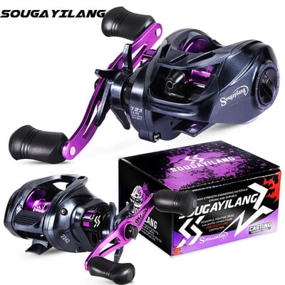 Sougayilang Purple Baitcasting Fishing Roel 7,2:1 High Speed Gear Ratio Super-smooth Fishing Reel Max Drag 10kg Fishing Roels