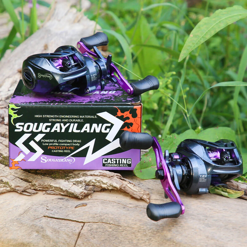 Sougayilang Purple Baitcasting horgászorsó 7,2:1 nagy sebességű áttételi arány Szupersima horgászorsó Max Drag 10 kg-os horgászorsók