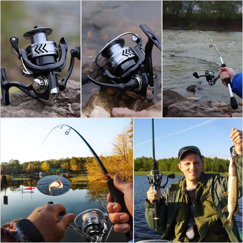 Sougayilang Spinning Fishing Roel 5,2:1 Gear Ratio Καρούλι αλουμινίου με λαβή EVA Max Drag 8kg για ψάρεμα κυπρίνου Ψάρεμα μπάσων