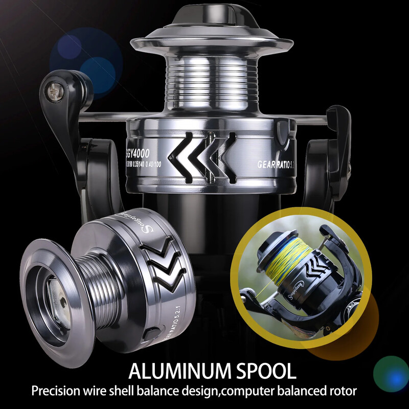 Sougayilang Spinning Fishing Roel 5,2:1 Gear Ratio Καρούλι αλουμινίου με λαβή EVA Max Drag 8kg για ψάρεμα κυπρίνου Ψάρεμα μπάσων