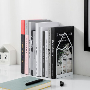 1 ζεύγος Bookends Υποστήριξη βάσης βιβλίων Απλό σιδερένιο επιτραπέζιο αντιολισθητικό ράφι ράφι ράφι Organizer περιοδικού γραφείου