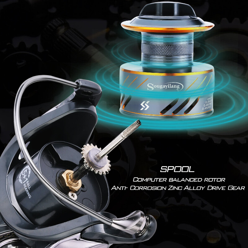 Mulinetă de pescuit la crap Sougayilang, seria 4000 6000, 5+1 BB, mulinetă pentru pescuit la crap, 10 kg, tracțiune maximă cu bobină gratuită.