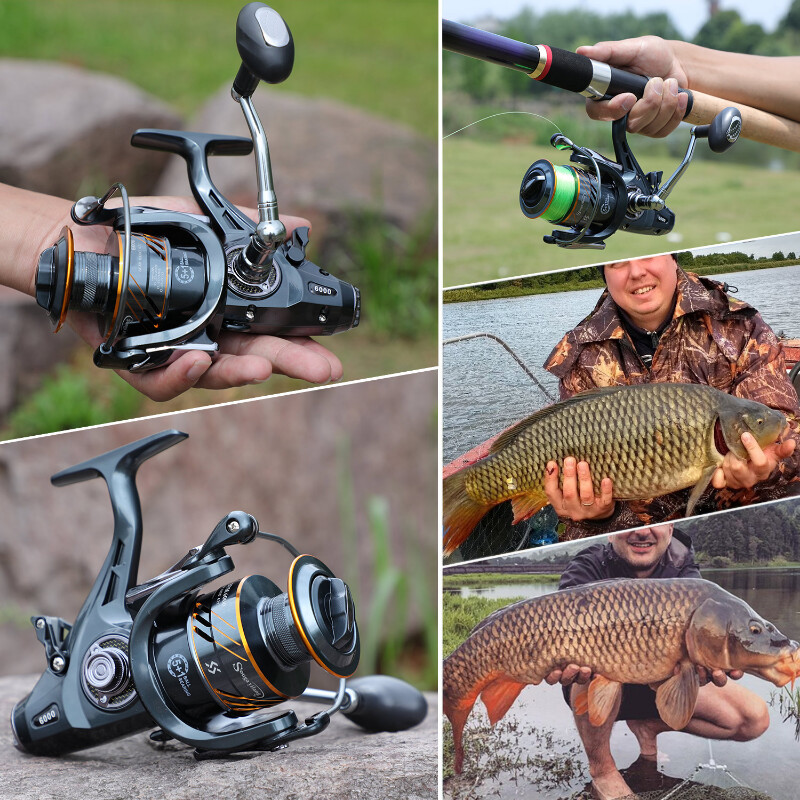 Mulinetă de pescuit la crap Sougayilang, seria 4000 6000, 5+1 BB, mulinetă pentru pescuit la crap, 10 kg, tracțiune maximă cu bobină gratuită.