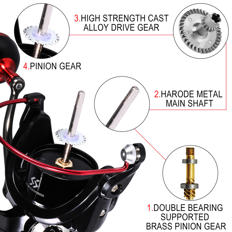 Sougayilang 12+1BB vērpšanas makšķerēšanas spole, augstas stiprības alumīnija spole, maksimālā pretestība 16 kg, bezmaksas dāvana 500 m makšķerēšanas aukla Pesca