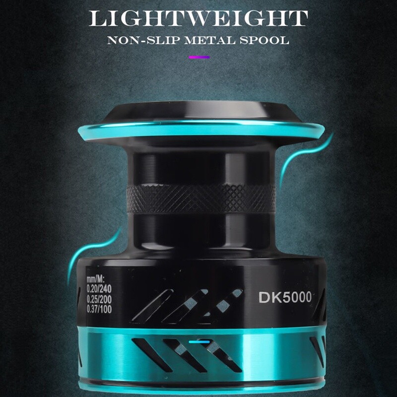 BILLINGS DK 1000–7000 sērija, 5,2:1 pārnesuma attiecība, 22 LB maksimālā vilkme, CNC metāla spole, griežamā makšķerēšanas spole, saldūdens sālsūdenim