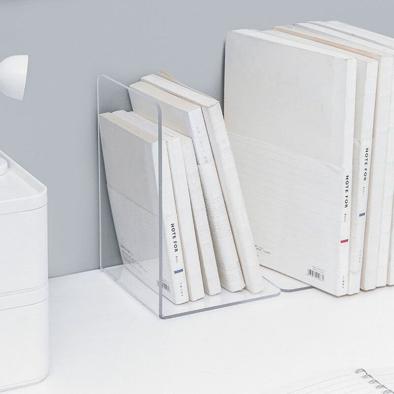 Kreatív akril L alakú könyvállvány Egyszerű asztali tároló Átlátszó könyvtartó L alakú asztali rendszerező tanulói helyhez kötött