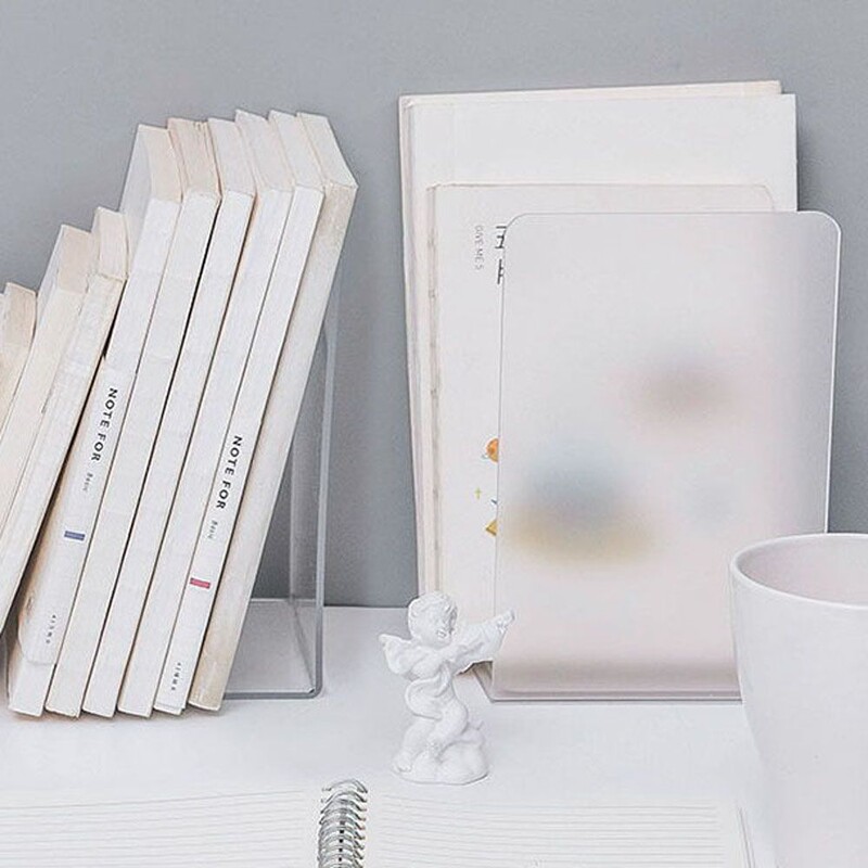 Kreatív akril L alakú könyvállvány Egyszerű asztali tároló Átlátszó könyvtartó L alakú asztali rendszerező tanulói helyhez kötött