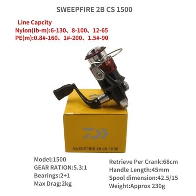 DAIWA SWEEPFIRE 2B CS 1500 2000 2500 3000 3500 4000 4500 5000 pergető horgász orsó