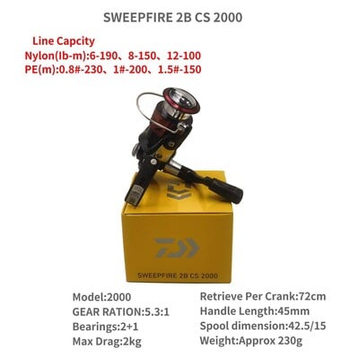 DAIWA SWEEPFIRE 2B CS 1500 2000 2500 3000 3500 4000 4500 5000 pergető horgász orsó