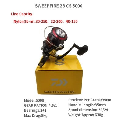 DAIWA SWEEPFIRE 2B CS 1500 2000 2500 3000 3500 4000 4500 5000 pergető horgász orsó