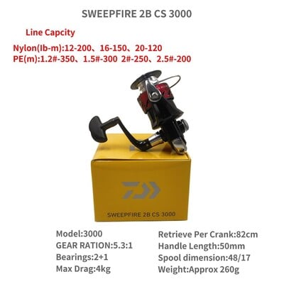 DAIWA SWEEPFIRE 2B CS 1500 2000 2500 3000 3500 4000 4500 5000 pergető horgász orsó