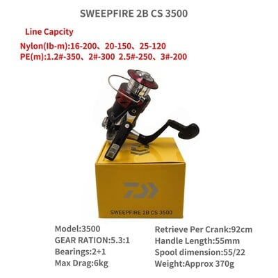 DAIWA SWEEPFIRE 2B CS 1500 2000 2500 3000 3500 4000 4500 5000 pergető horgász orsó