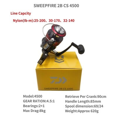 DAIWA SWEEPFIRE 2B CS 1500 2000 2500 3000 3500 4000 4500 5000 pergető horgász orsó