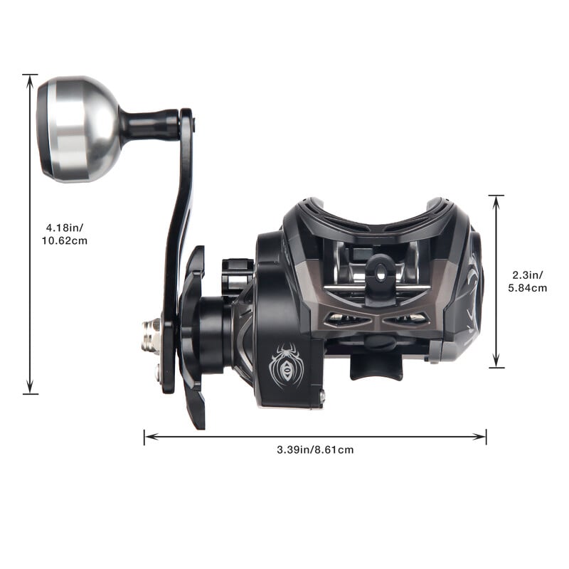 Rybársky navijak HAUT TON Black Baitcaster, prevodový pomer 6,3:1, maximálna brzdná sila 7 kg, 5+1 BB BB, na lov ostriežov v sladkej a morskej vode.
