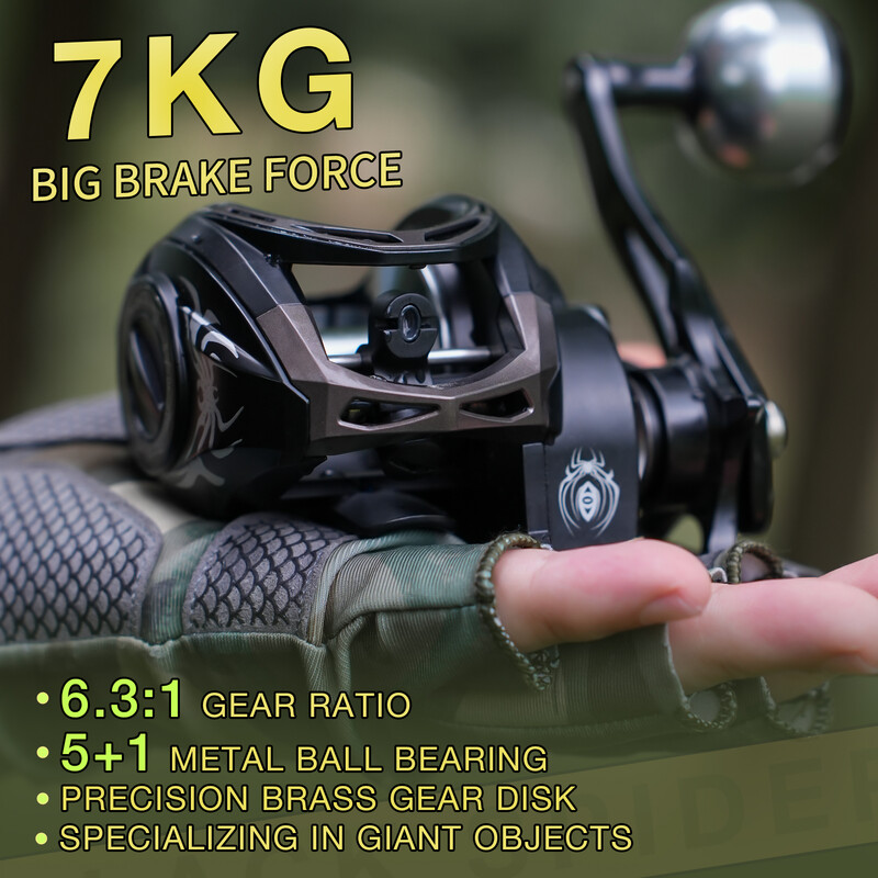 Rybársky navijak HAUT TON Black Baitcaster, prevodový pomer 6,3:1, maximálna brzdná sila 7 kg, 5+1 BB BB, na lov ostriežov v sladkej a morskej vode.