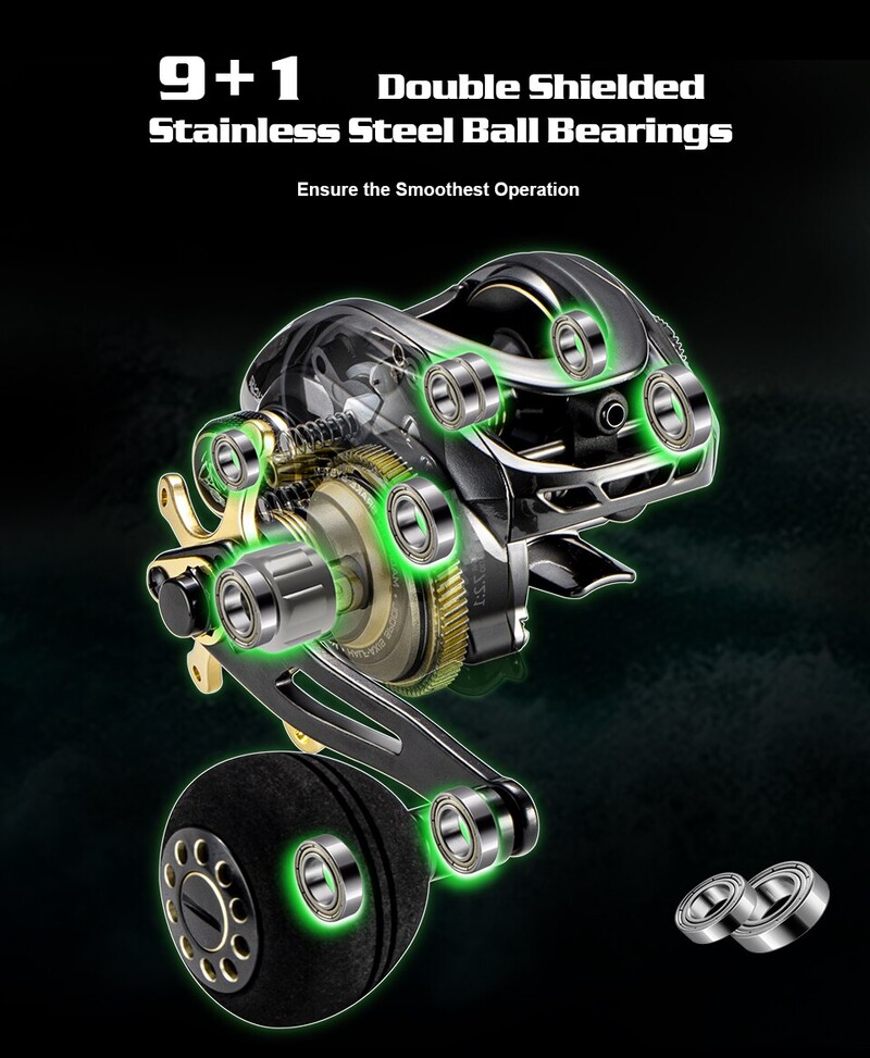 SOLOKING GKA300 Baitcasting Reel 9,5KG Drag 10 Laager 6,4 ülekandearv Lohistus Clicker Ühe jõulise käepidemega kalastusrull Baitcaster