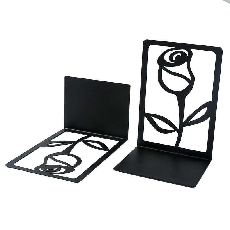 Capete de cărți cu trandafir negru pentru rafturi Suport de cărți pentru cărți grele Suport de cărți de cărți de acasă Suport de cărți de cărți Organizator de cărți de fier