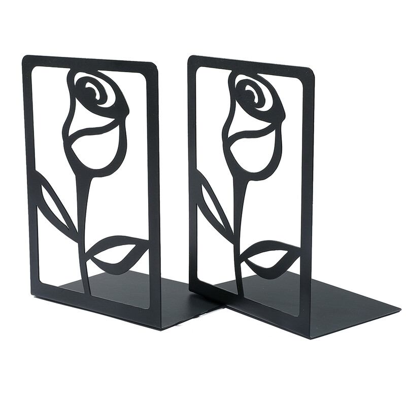 Capete de cărți cu trandafir negru pentru rafturi Suport de cărți pentru cărți grele Suport de cărți de cărți de acasă Suport de cărți de cărți Organizator de cărți de fier