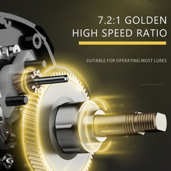 Haut Ton Plating Haut Ton Ultra Light 7.2.1 Ratio Gear Ratio 8kg Max Drag Drag Lightweight Αλουμίνιο & Μαγνητικό σύστημα πέδησης από ανθρακόνημα