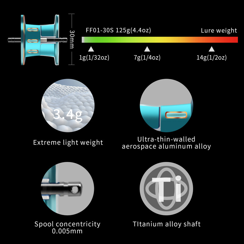HAUT TON FIRE Aluminijska rola za bacanje mamaca, omjer prijenosa 7,2:1, ultra lagana, glatka, 4+1BB 22 lbs, vučni sustav za slanu i slatku vodu