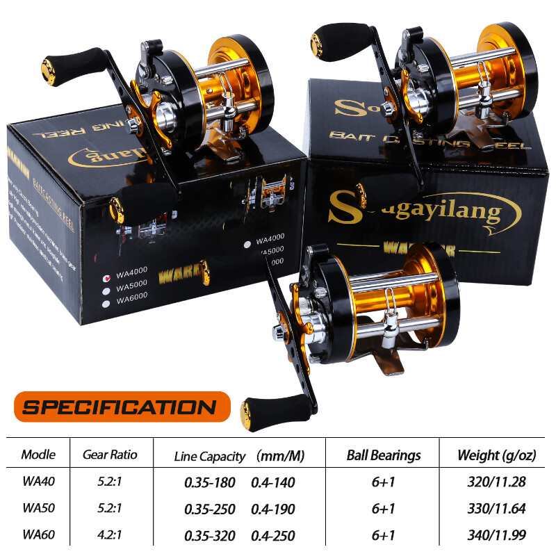 Navijak Sougayilang WA Series Trolling Fishing Reel 6+1BB Max Drag 25Kg Casting Navijak používaný na rybolov v sladkej/slanej vode De Pesca