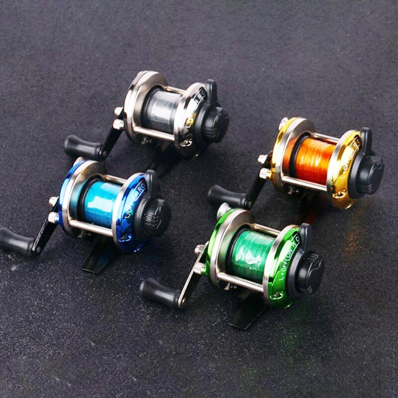 Ērts mini regulējams makšķerēšanas spole Ziemas velcēšana zemledus makšķerēšanas spole vērpšanas riteņa zivju piederumu rīks ar auklu, lai satvertu