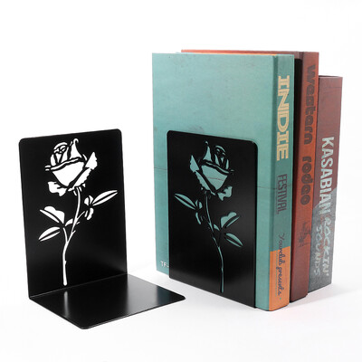 Black rose Book Ends for Shelves Duty Bookends for Heavy Book Iron Bookends Home Bookends Organizer Book Iron Book rack