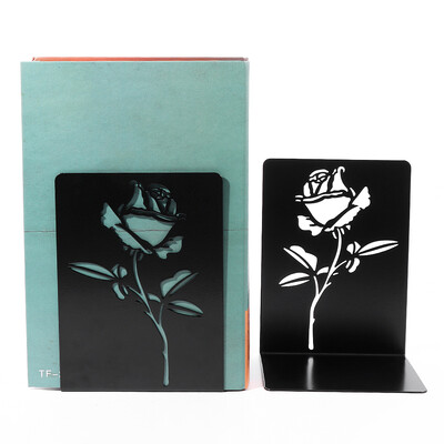 Capete de cărți cu trandafir negru pentru rafturi Suport de cărți pentru cărți grele Suport de cărți de cărți de acasă Suport de cărți de cărți Organizator de cărți de fier