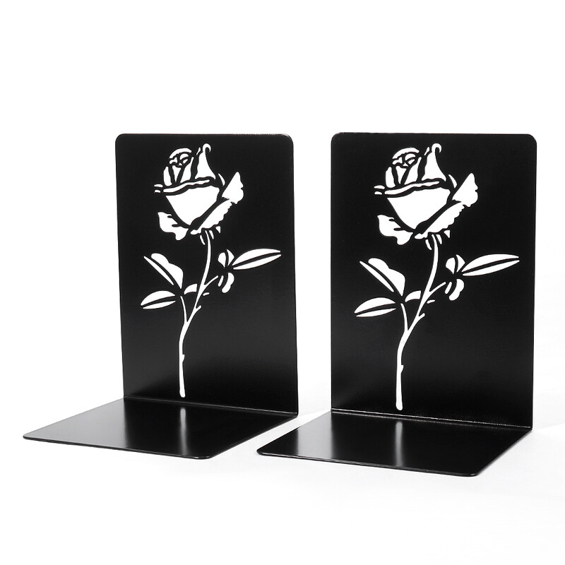 Capete de cărți cu trandafir negru pentru rafturi Suport de cărți pentru cărți grele Suport de cărți de cărți de acasă Suport de cărți de cărți Organizator de cărți de fier