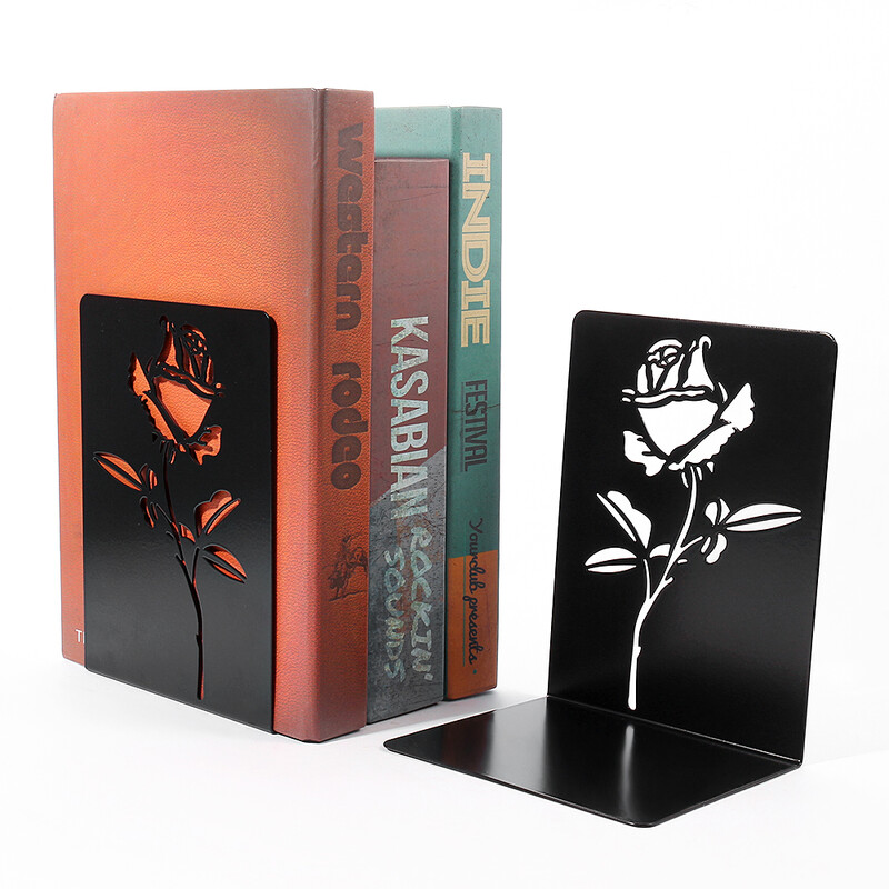 Capete de cărți cu trandafir negru pentru rafturi Suport de cărți pentru cărți grele Suport de cărți de cărți de acasă Suport de cărți de cărți Organizator de cărți de fier