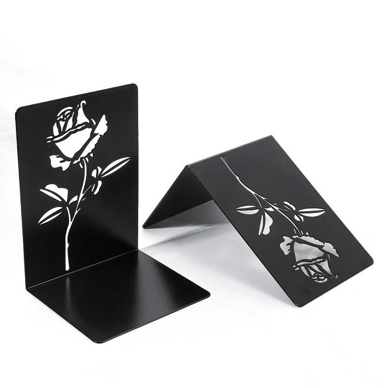 Capete de cărți cu trandafir negru pentru rafturi Suport de cărți pentru cărți grele Suport de cărți de cărți de acasă Suport de cărți de cărți Organizator de cărți de fier