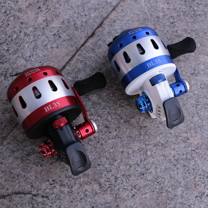BL35 Makšķerēšanas Spincast Reel 6+1BB Slēgta metāla spole Slingshot Shoot Fish Outdoor ar aproci 5#PE līnija 55M