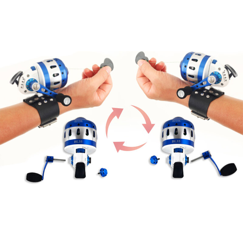 BL35 Makšķerēšanas Spincast Reel 6+1BB Slēgta metāla spole Slingshot Shoot Fish Outdoor ar aproci 5#PE līnija 55M