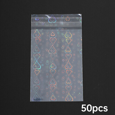 50 τεμ/συσκευασία Laser Love Holographic Photocards Protector Sleeves Διαφανές φιλμ κάρτας Idol Photo Sleeve INS Τσάντα συσκευασίας δώρων
