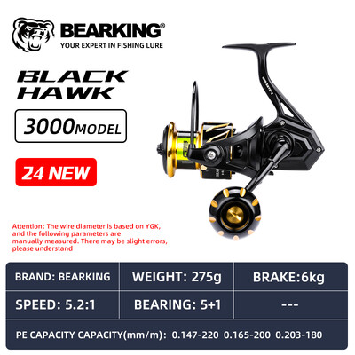 BEARKING B-Hawk 5+1BB Mulinetă de pescuit rezistentă la apă sărată Max Drag 10kg 3000-6000 9+1BB Mulinetă de pescuit Spinning Pesca Accesorii