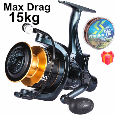 Sougayilang Fishing Reel 2000-6000 Series Spinning Reel Max Drag 15kg με ατσάλινο άξονα και δωρεάν καρούλι για ψάρεμα κυπρίνου Pesca