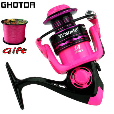 Ghotda Pink Fly Fishing Reel 2000-7000 High Speed 5,2:1 Santykio besisukanti žvejybos ritė su karpiniu lynu, skirta sūriame vandenyje