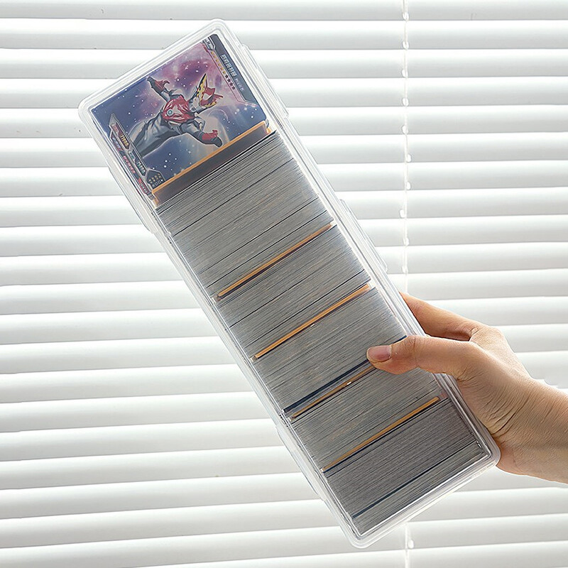 Прозрачна пластмасова органайзерна кутия с отделения, побира 550+ игрови карти Кутия за съхранение с регулируем разделител за PTCG/MTG карти