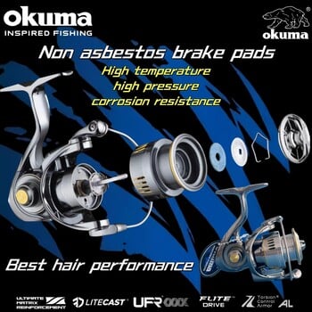 OKUMA Spinning Reels LA 1500-3000 въглеродна олекотена риболовна макара, 10 KG MaxDrag, 6+1 лагер, съотношение на скоростта 5.2:1, подарък въдица за риболов