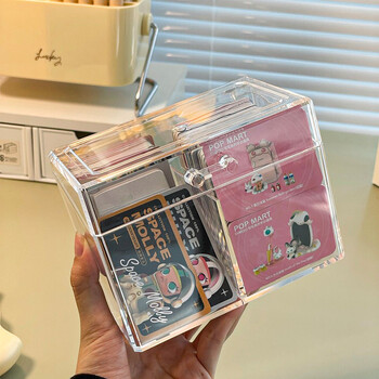 Kpop Photocard Storage Box Διαφανές ακρυλικό διαμέρισμα Organizer κάρτας φωτογραφιών Θήκη Flip Box Card Protector Δοχείο Κορεατικά