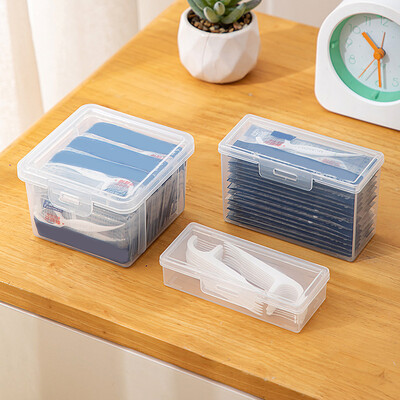 Transparent Mini Card Storage Box Small Dental Floss Storage Box Plastic Photo Card Container Card Holder Desktop Organizer