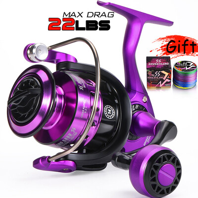 Въртяща се риболовна макара Sougayilang 5.2:1 предавателно отношение с максимално съпротивление 8 кг макара за риболов на шаран с алуминиева шпула за бас щука, пъстърва Pesca