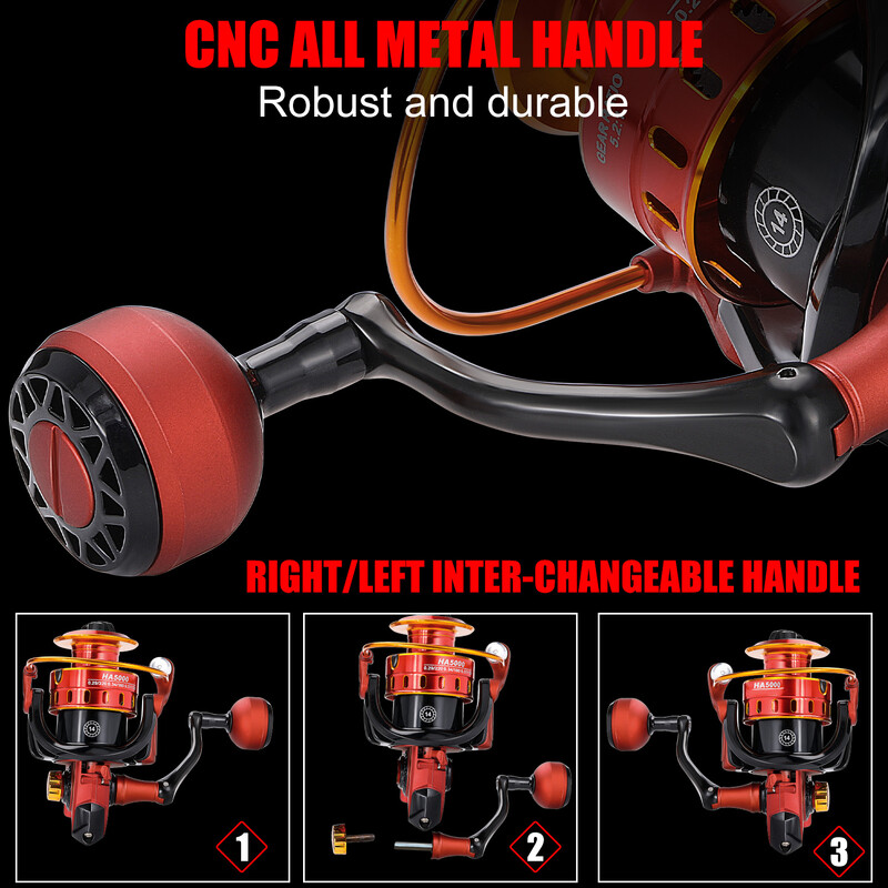 Въртяща се риболовна макара Sougayilang 5.2:1 предавателно отношение с максимално съпротивление 8 кг макара за риболов на шаран с алуминиева шпула за бас щука, пъстърва Pesca