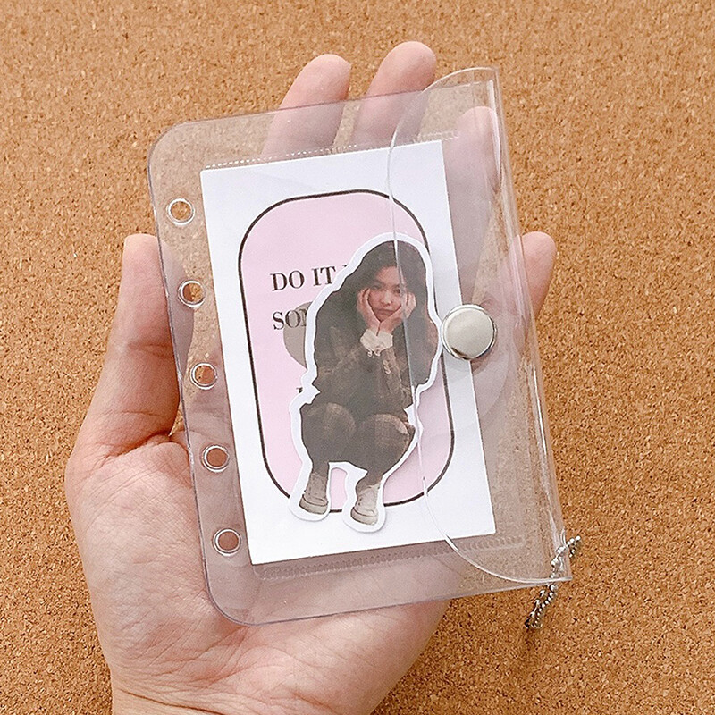 1 бр. Kpop държач за дисплей за фотокарти за ученик, лъскав прозрачен стикер, калъф с висулка, протектор за фотокарти