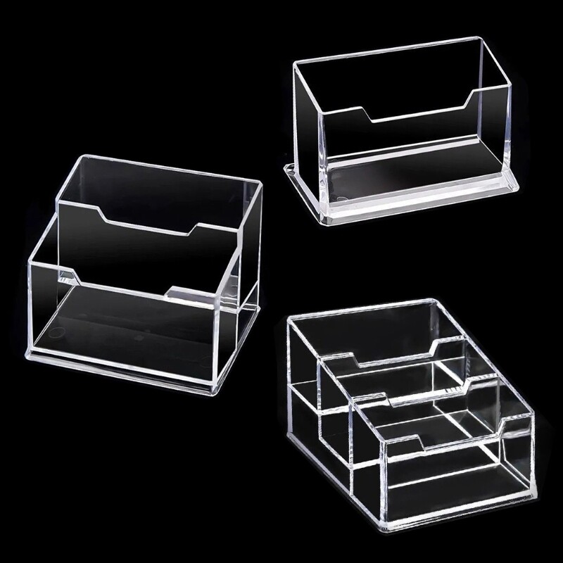 Y1UB didelės talpos verslo vardų kortelių laikiklis 3 lygių skaidrių vardinių kortelių kolekcijos laikiklis, skirtas moterų dėklui vyrams Biuro stalas