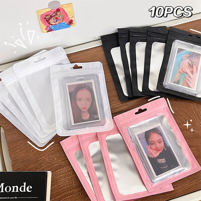 INS 10pcs Transparent Color Kpop Card Photocard Storage Bag Idol Postcards Photo Cards Protective Case Stationery