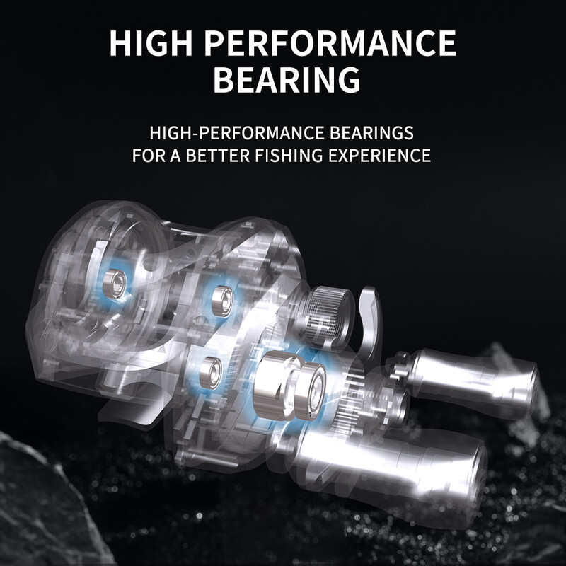 Metalinė žūklės ritė 6,3:1 pavarų santykis „Baitcasting“ žvejybos ratas „Baitcasting“ ritė, 8 kg maksimalus tempimas sūriame vandenyje didelės spartos žvejybos ritė