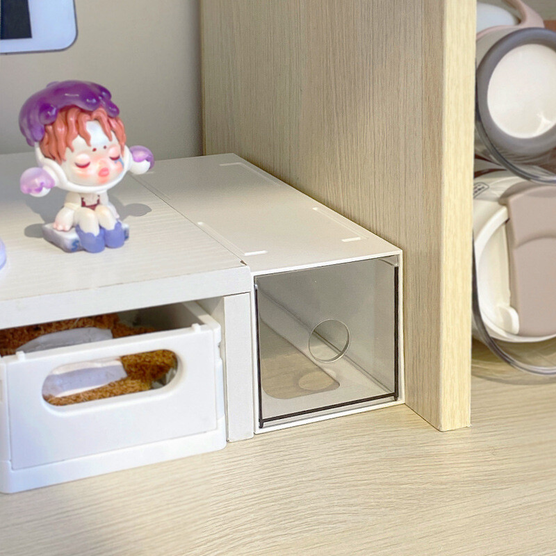 Kawaii Ins Органайзер Настолно чекмедже Безплатна комбинирана кутия за съхранение Пластмасова фиби Грим Козметика Настолен органайзер за съхранение Поставка